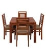 Vita Solid Wood 4 Seater Dining Set in Light Walnut Finish