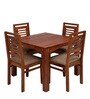 Vita Solid Wood 4 Seater Dining Set in Light Walnut Finish