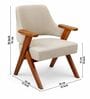 Vittora Teak Wood Accent Chair With Suede Fabric In Beige Colour