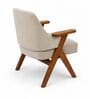 Vittora Teak Wood Accent Chair With Suede Fabric In Beige Colour