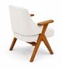 Vittora Teak Wood Accent Chair With Suede Fabric In White Colour