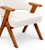 Vittora Teak Wood Accent Chair With Suede Fabric In White Colour