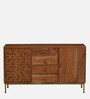 Vivant Acacia Wood 2 Door Sideboard In Scratch Resistant Natural Finish  With Drawers