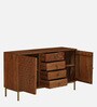 Vivant Acacia Wood 2 Door Sideboard In Scratch Resistant Natural Finish  With Drawers