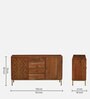 Vivant Acacia Wood 2 Door Sideboard In Scratch Resistant Natural Finish  With Drawers