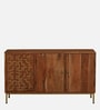 Vivant Acacia Wood 3 Door Sideboard In Scratch Resistant Natural Finish