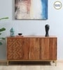 Vivant Acacia Wood 3 Door Sideboard In Scratch Resistant Natural Finish