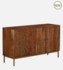 Vivant Acacia Wood 3 Door Sideboard In Scratch Resistant Natural Finish