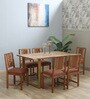 Vivant Acacia Wood 6 Seater Dining Set In Scratch Resistant Natural Finish