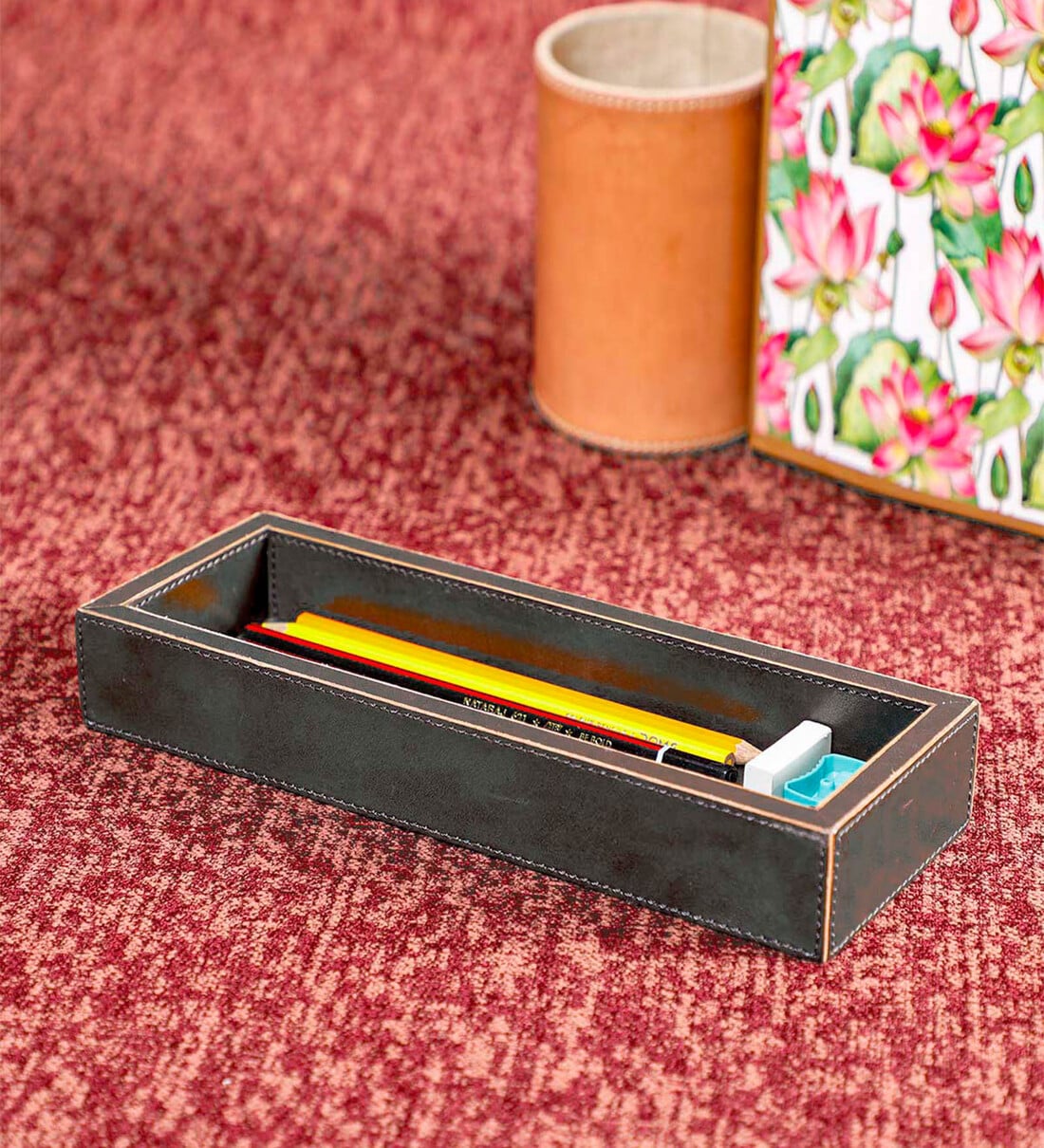 Buy Vogue Black Leather And Mdf Pen Holder At 21 Off By Home4u Pepperfry