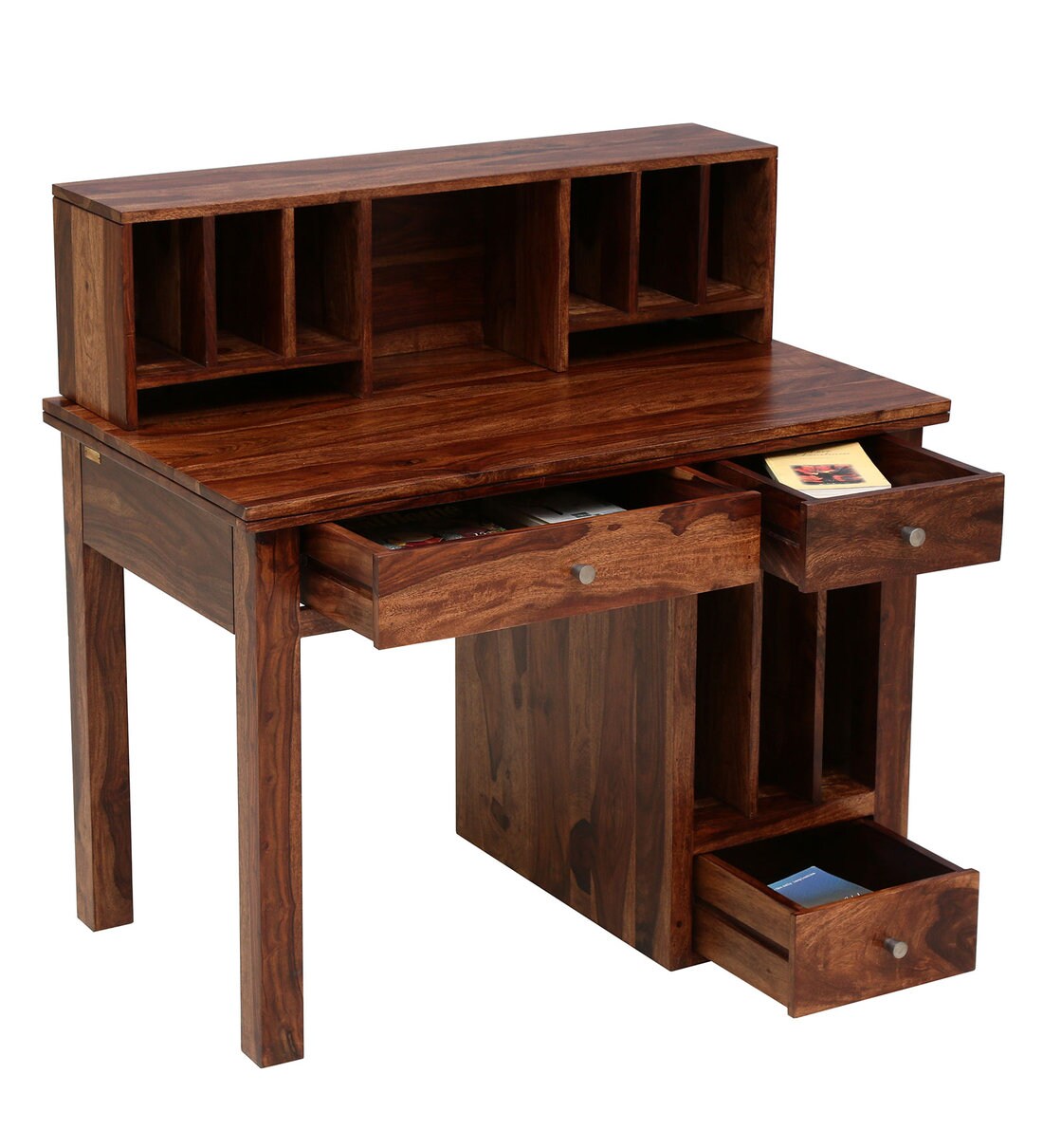Buy Tori Solid Wood Writing Table In Rustic Teak Finish By Woodsworth