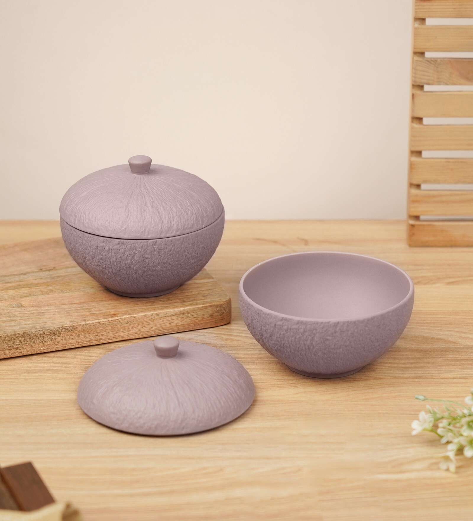 Vogue Bowl with Lid Coupe set of 4 Quicksand