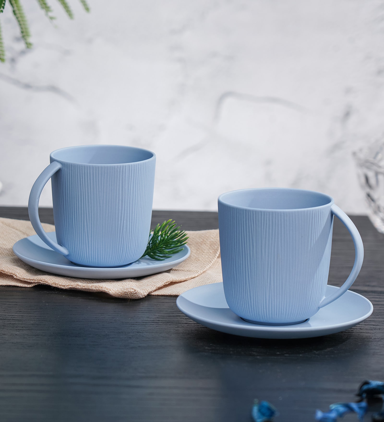 Vogue Cup & Saucer Conical set of 4 Sky