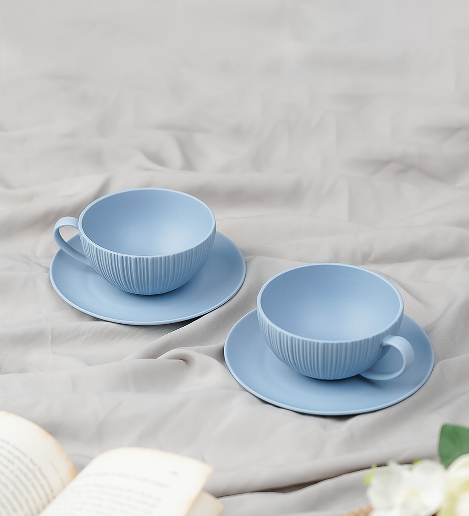 Vogue Cup & Saucer Coupe Set of 4 Sky