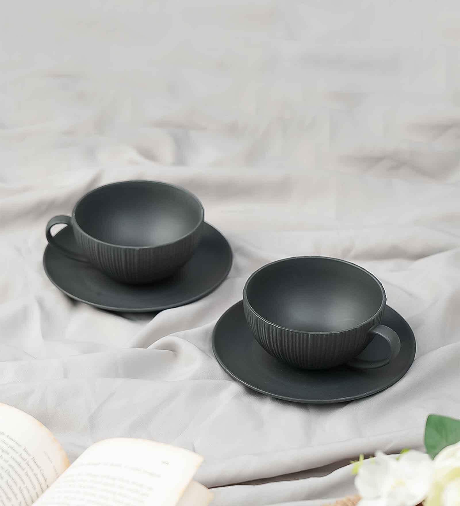 Vogue Cup & Saucer Coupe Set of 4 Stone