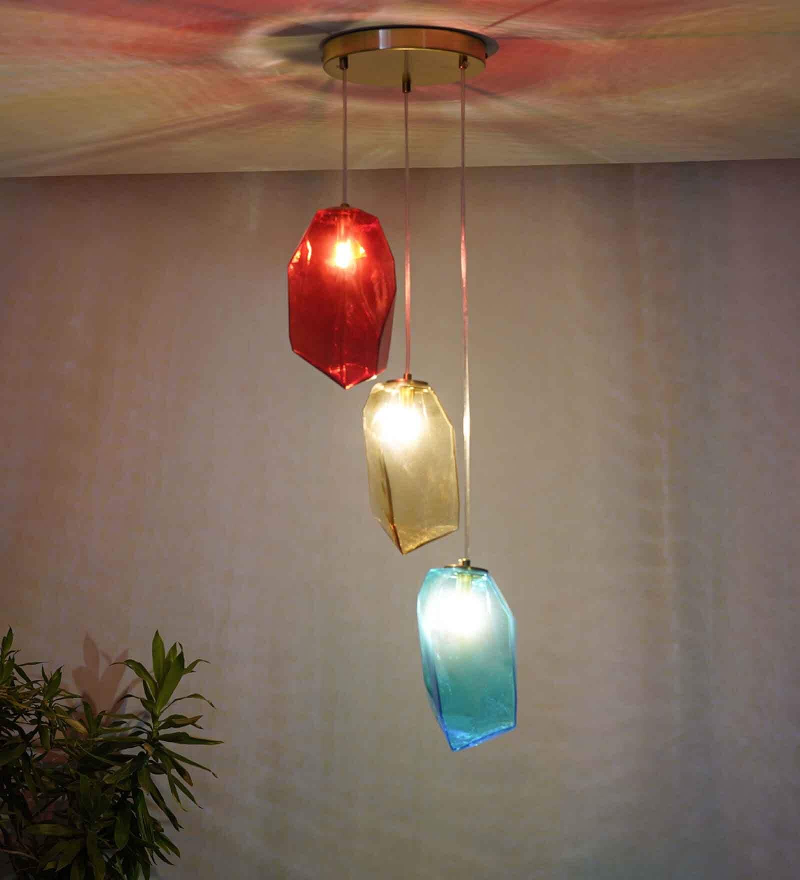 Vogue Hartwell 3 Light Multi Color Glass Pendant Light