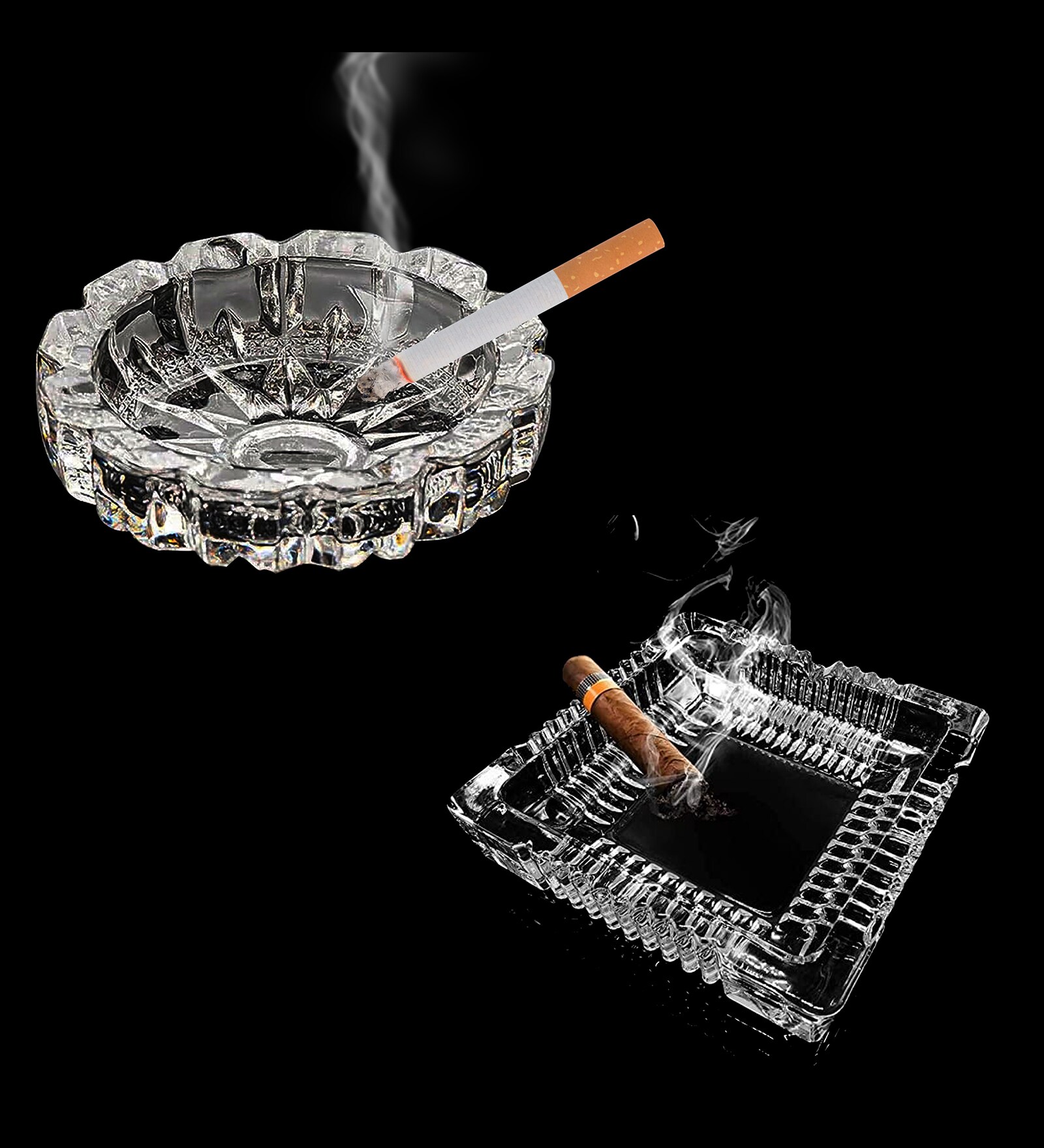 Transparent  Heavy Glass (Set of 2) Ashtray