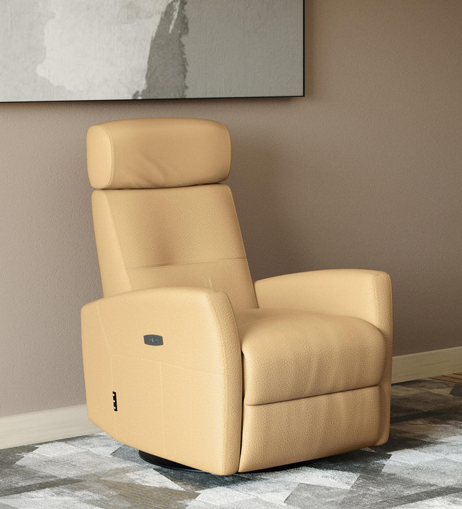 Volga Leather 1 Seater Motorized Recliner  In Cappuccino Colour With Swivel, Rocker and USB Port Volga Leather 1 Seater Motorized Recliner  In Cappuccino Colour With Swivel, Rocker and USB Port