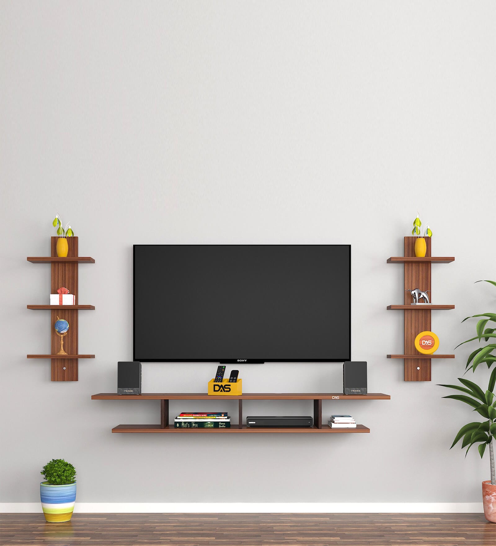 Volker TV Unit In Flowery Classic Walnut Finish For Up To 55"