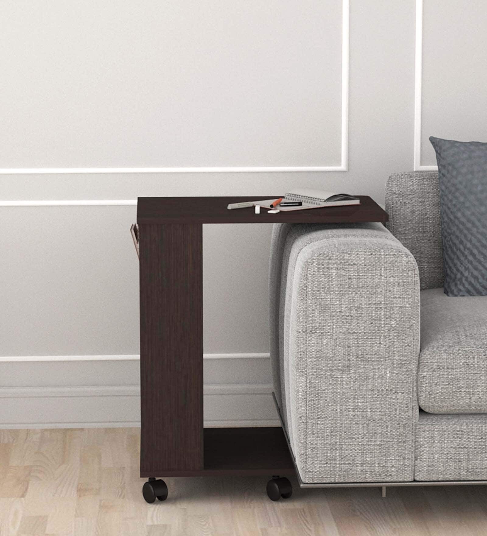 Voyager C-Shape End Table in African Oak Finish