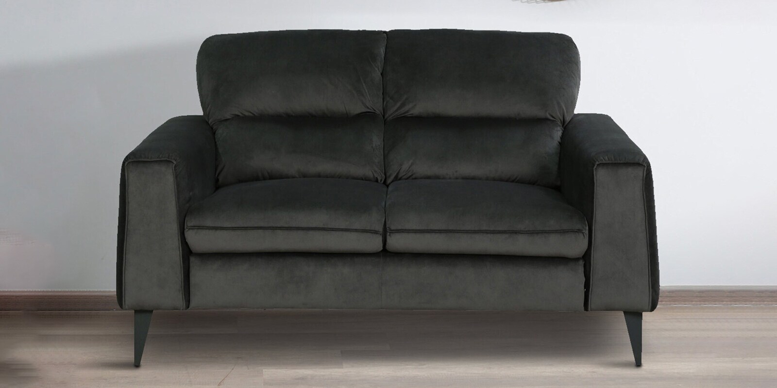 Volkach Velvet 2 Seater Sofa In Steel Grey Colour