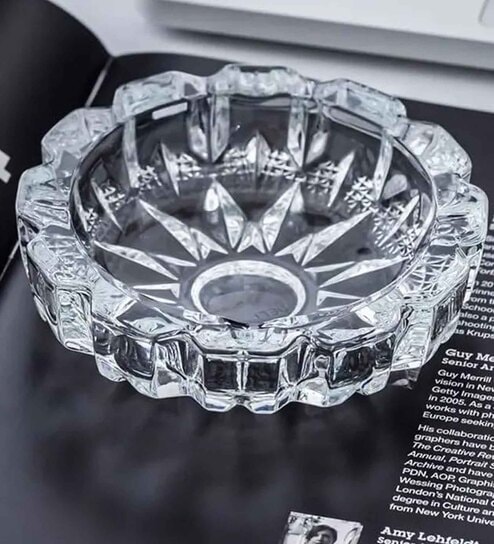 Transparent  Glass Round Shape Crystal Ashtray