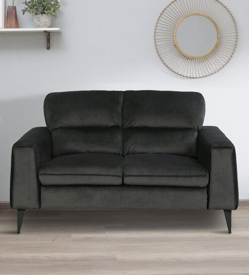Volkach Velvet 2 Seater Sofa In Steel Grey Colour