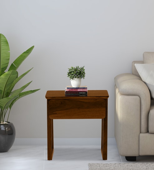 Voronezh Sheesham Wood Bedside Table in Scratch Resistant Provincial Teak Finish With Drawer