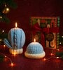 Cozy Christmas Candle Set of 2 Winter Gloves & Cap Designs with Gift Box Blue Cinnamon