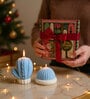 Cozy Christmas Candle Set of 2 Winter Gloves & Cap Designs with Gift Box Blue Cinnamon
