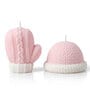 Cozy Christmas Candle Set of 2 Winter Gloves & Cap Designs with Gift Box Pink Fruity