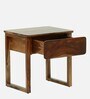 Voronezh Sheesham Wood Bedside Table in Scratch Resistant Rustic Teak Finish With Drawer