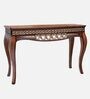Vortex Teak Wood Console Table In Teak Colour