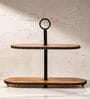 Vriksha Multipurpose Serveware Metal & Acacia Wood 2-Tier Stand Serving Stand