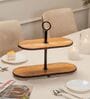 Vriksha Multipurpose Serveware Metal & Acacia Wood 2-Tier Stand Serving Stand