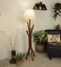Vrikshya Wooden Floor Lamp with Jute Shade & Brown Base