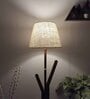 Vrikshya Wooden Floor Lamp with Jute Shade & Brown Base