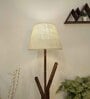Vrikshya Wooden Floor Lamp with Jute Shade & Brown Base