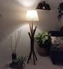 Vrikshya Wooden Floor Lamp with Jute Shade & Brown Base