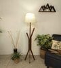 Vrikshya Wooden Floor Lamp with Jute Shade & Brown Base