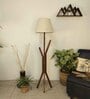 Vrikshya Wooden Floor Lamp with Jute Shade & Brown Base