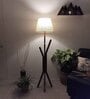 Vrikshya Wooden Floor Lamp with Jute Shade & Brown Base