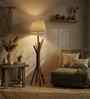 Vrikshya Wooden Floor Lamp with Jute Shade & Brown Base