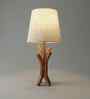 Vrikshya Wooden Table Lamp with Jute Shade & Brown Base