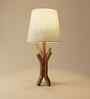 Vrikshya Wooden Table Lamp with Jute Shade & Brown Base