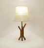 Vrikshya Wooden Table Lamp with Jute Shade & Brown Base