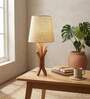 Vrikshya Wooden Table Lamp with Jute Shade & Brown Base