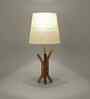 Vrikshya Wooden Table Lamp with Jute Shade & Brown Base