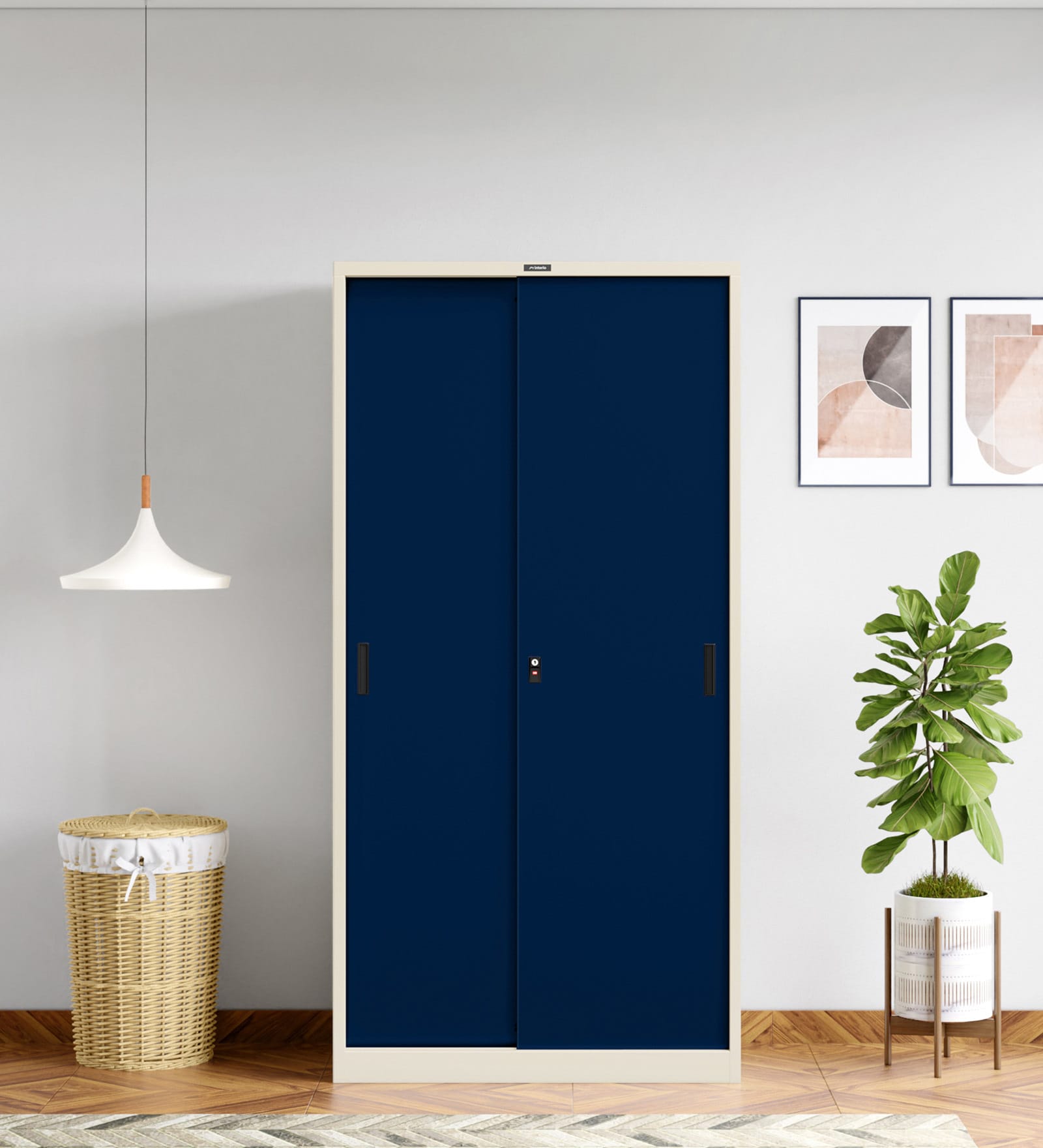 Vurv Steel 2 Door Sliding Wardrobe In Sapphire Blue Colour Vurv Steel 2 Door Sliding Wardrobe In Sapphire Blue Colour