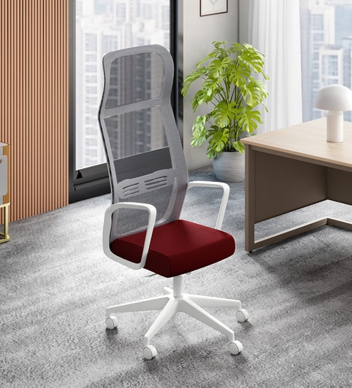 Vurv Mesh Ergonomic Chair in Milan Red Finish
